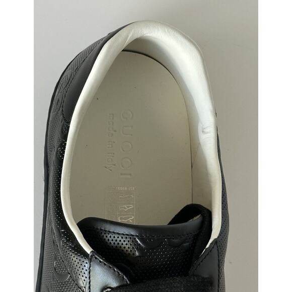 Gucci Men’s GG Embossed Leather Black Sneakers 15.5 US (15 Gucci) 625787 IT NIB - Picture 8 of 16